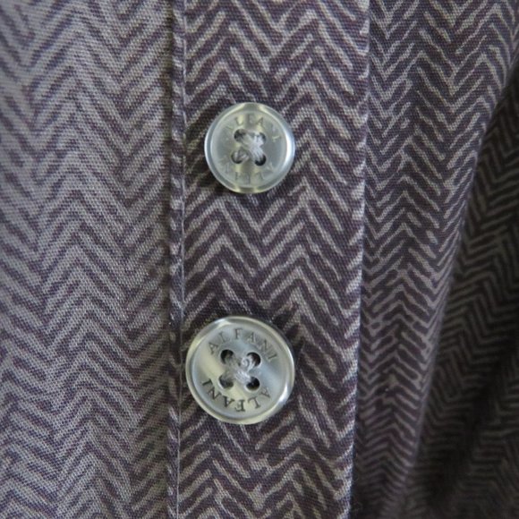 Alfani* Men's‎ Long Sleeve Button Down Curved Hem Zig Zag Design Shirt~ Large - Picture 10 of 12